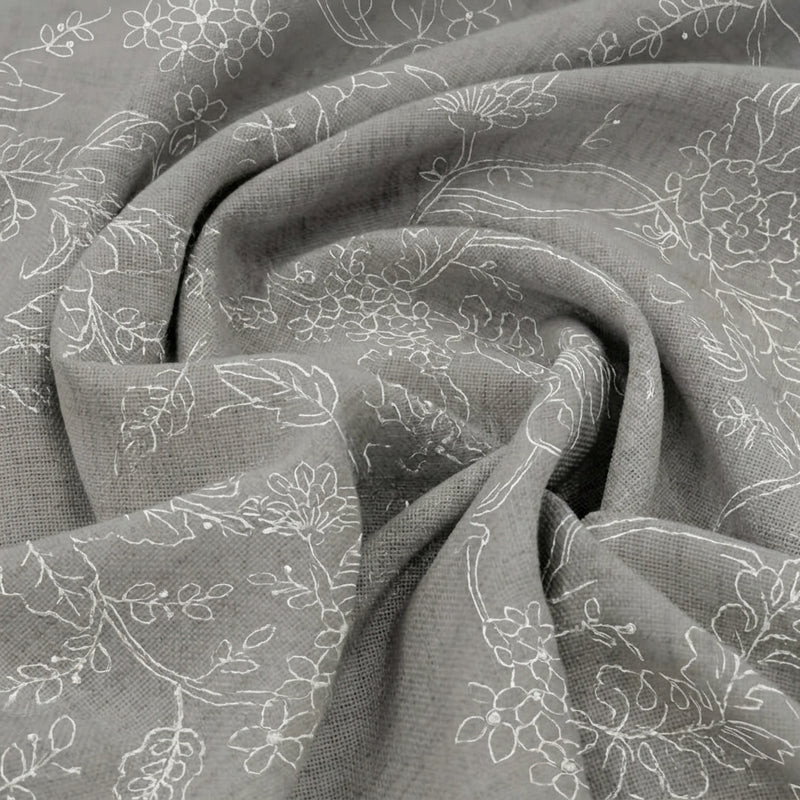 Floral Embroidery Linen Fabric - EA5025 - Swirl