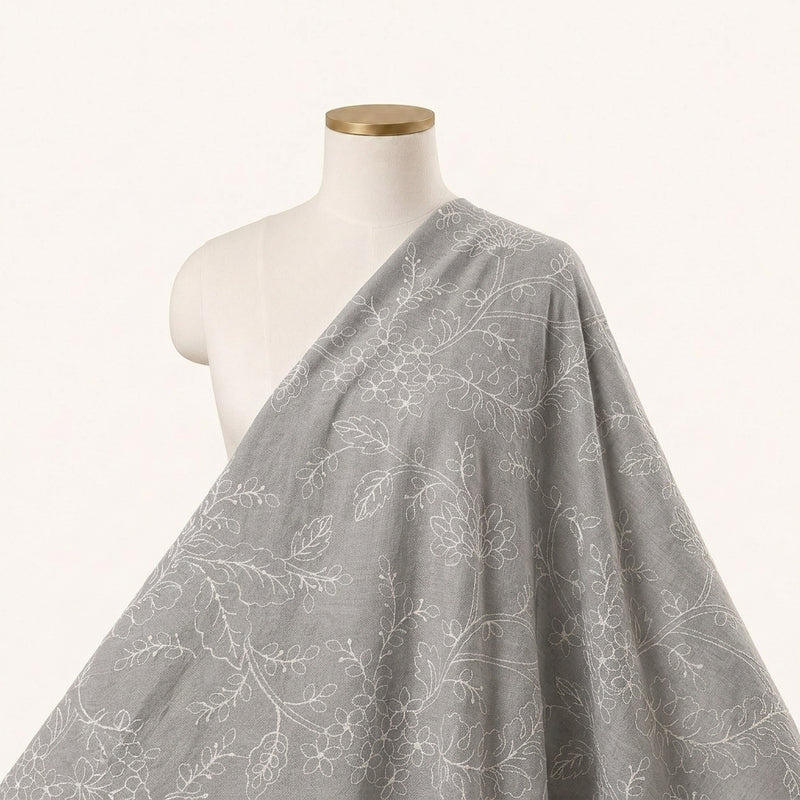 Floral Embroidery Linen Fabric - EA5025 - Saree Drape
