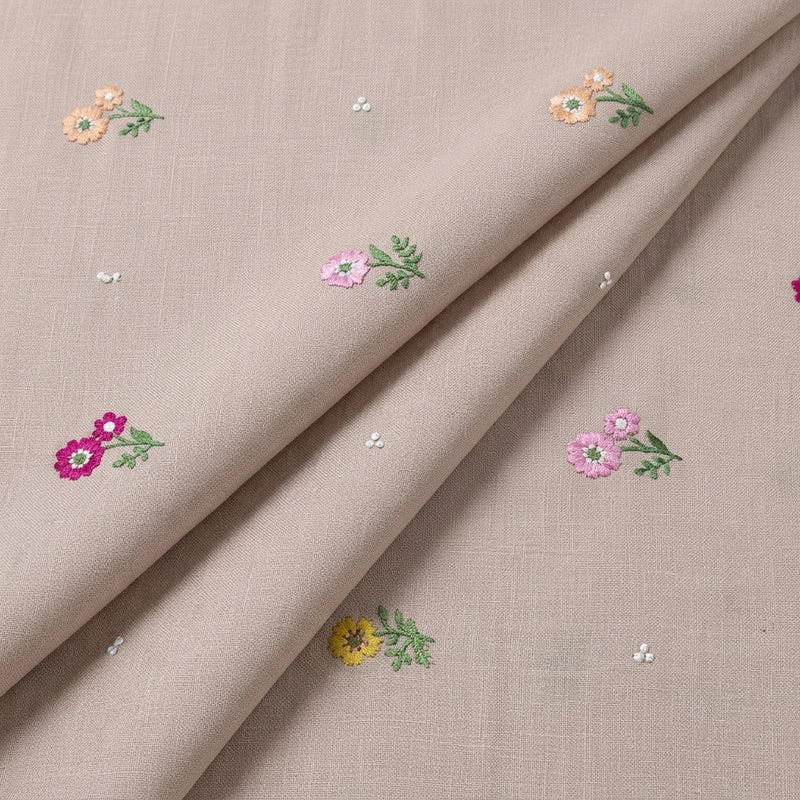 Floral Embroidery Linen Fabric - EA5026 - Folds