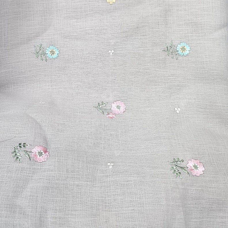 Floral Embroidery Linen Fabric - EA5027 - Flat Fabric