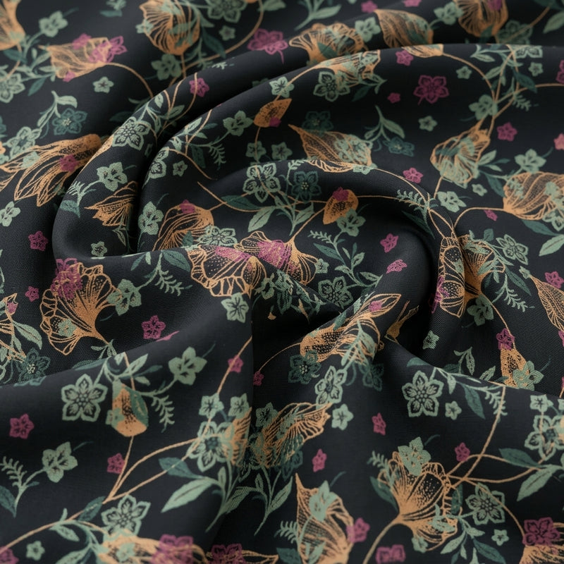 Floral Crepe Fabric - EA5047 - Swirl