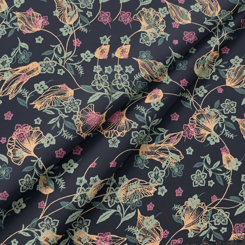 Floral Crepe Fabric - EA5047 - Folds