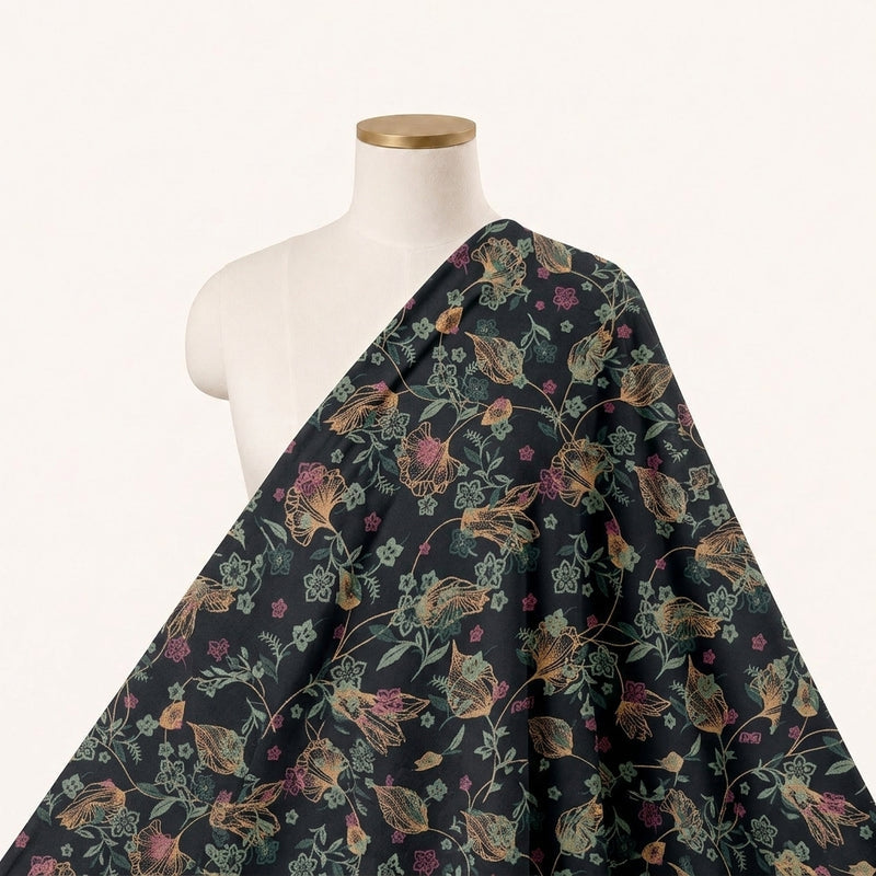 Floral Crepe Fabric - EA5047 - Saree Drape