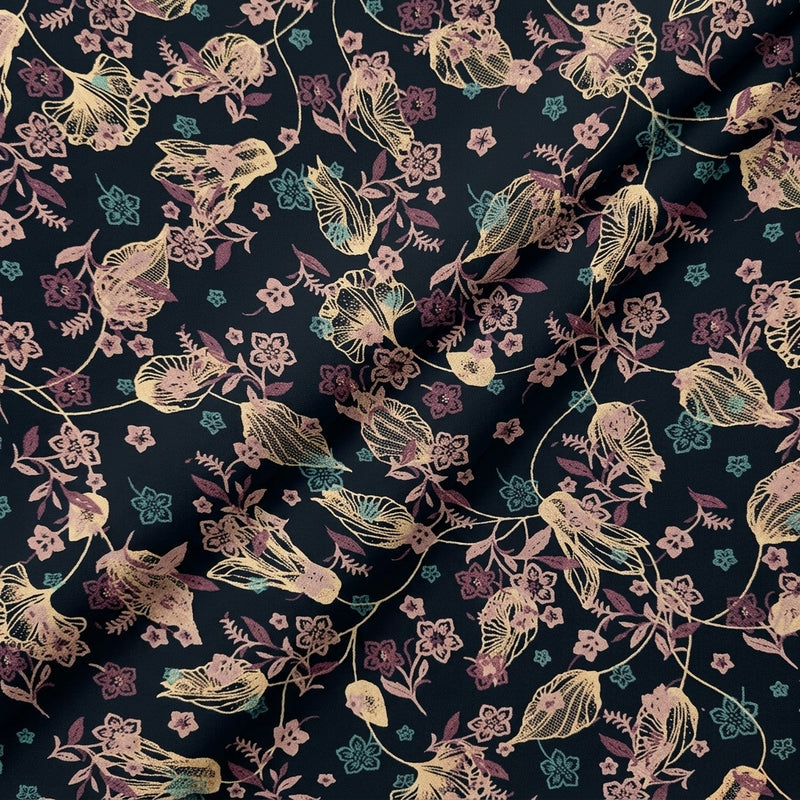 Floral Crepe Fabric - EA5048 - Folds