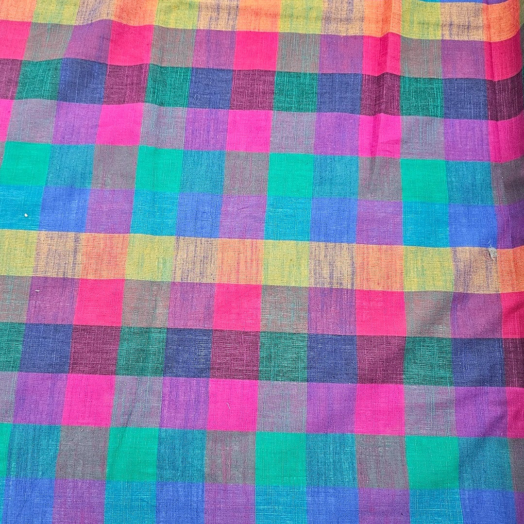 Multicolor Checked Cotton Fabric - EA5050 - EA5050 - Flat fabric