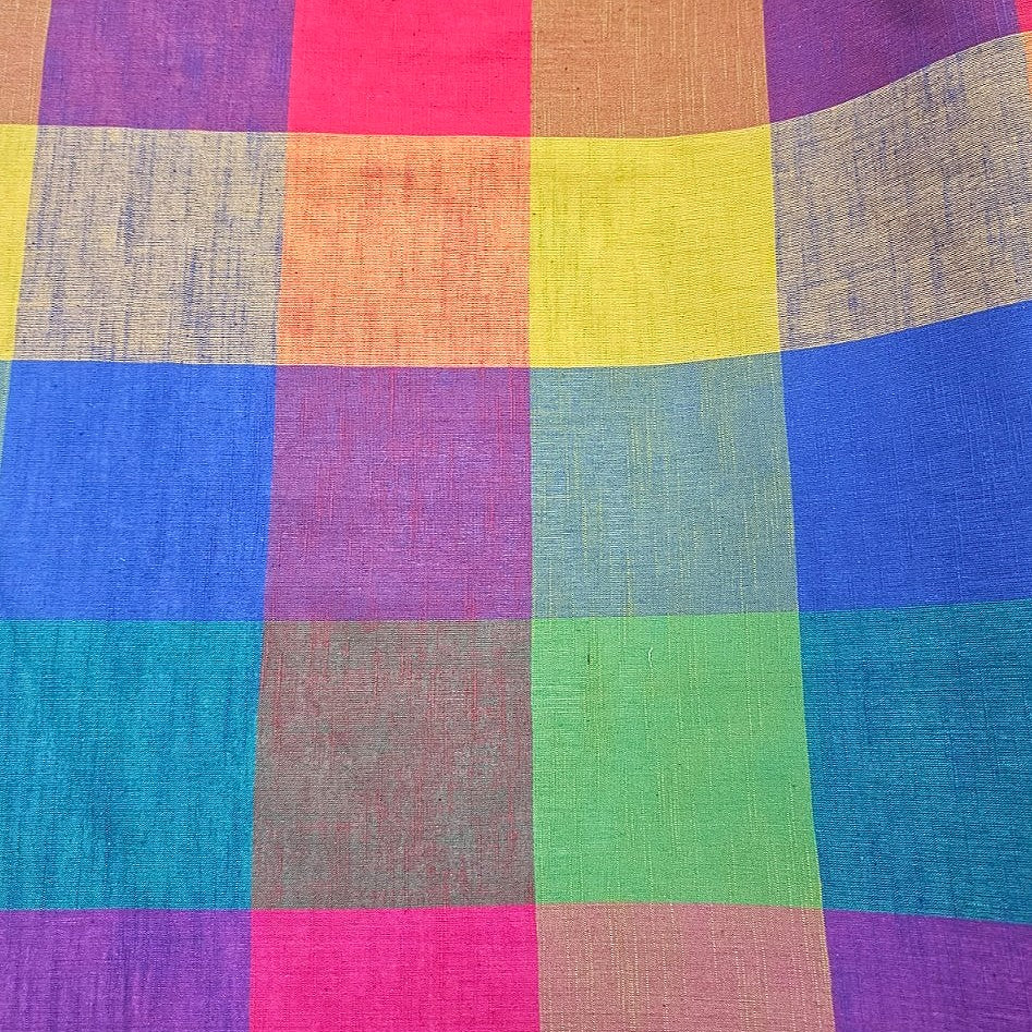 Multicolor Checked Cotton Fabric - EA5053 - EA5053 - Flat fabric