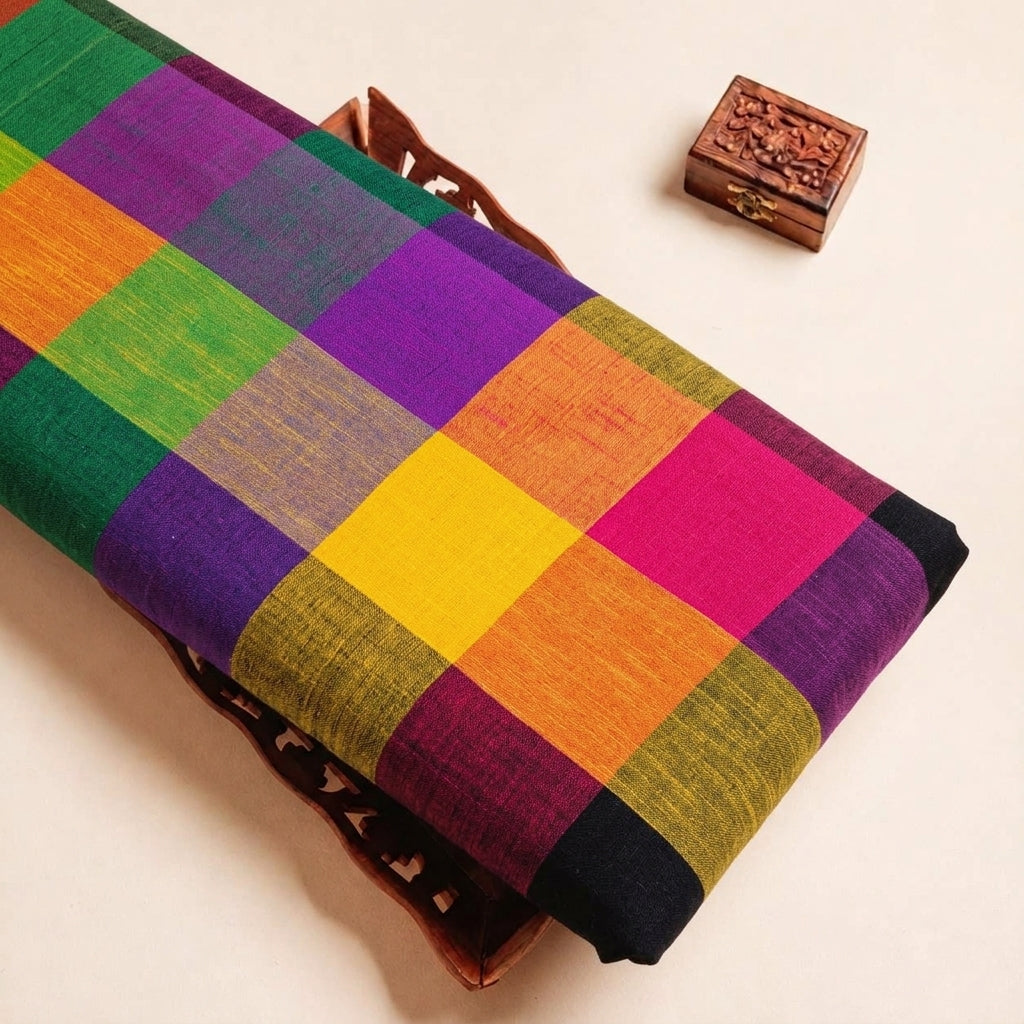Multicolor Madras Checks Cotton Fabric - EA5057 - EA5057 - tray_3