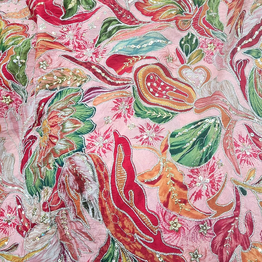 Embroidery Crepe Fabric - EA5061 - Flat fabric