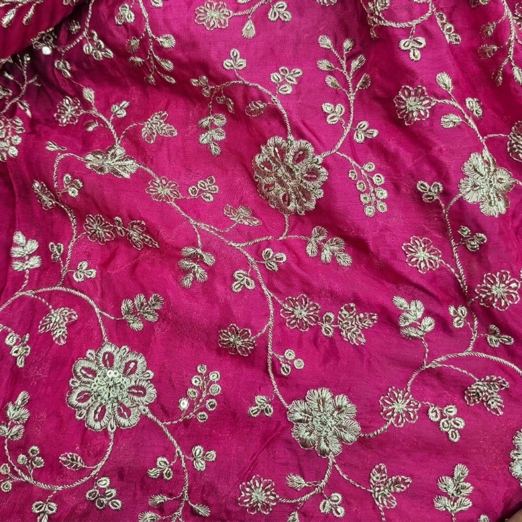 Folded Embroidery Pink Embroidery Tissue Fabric