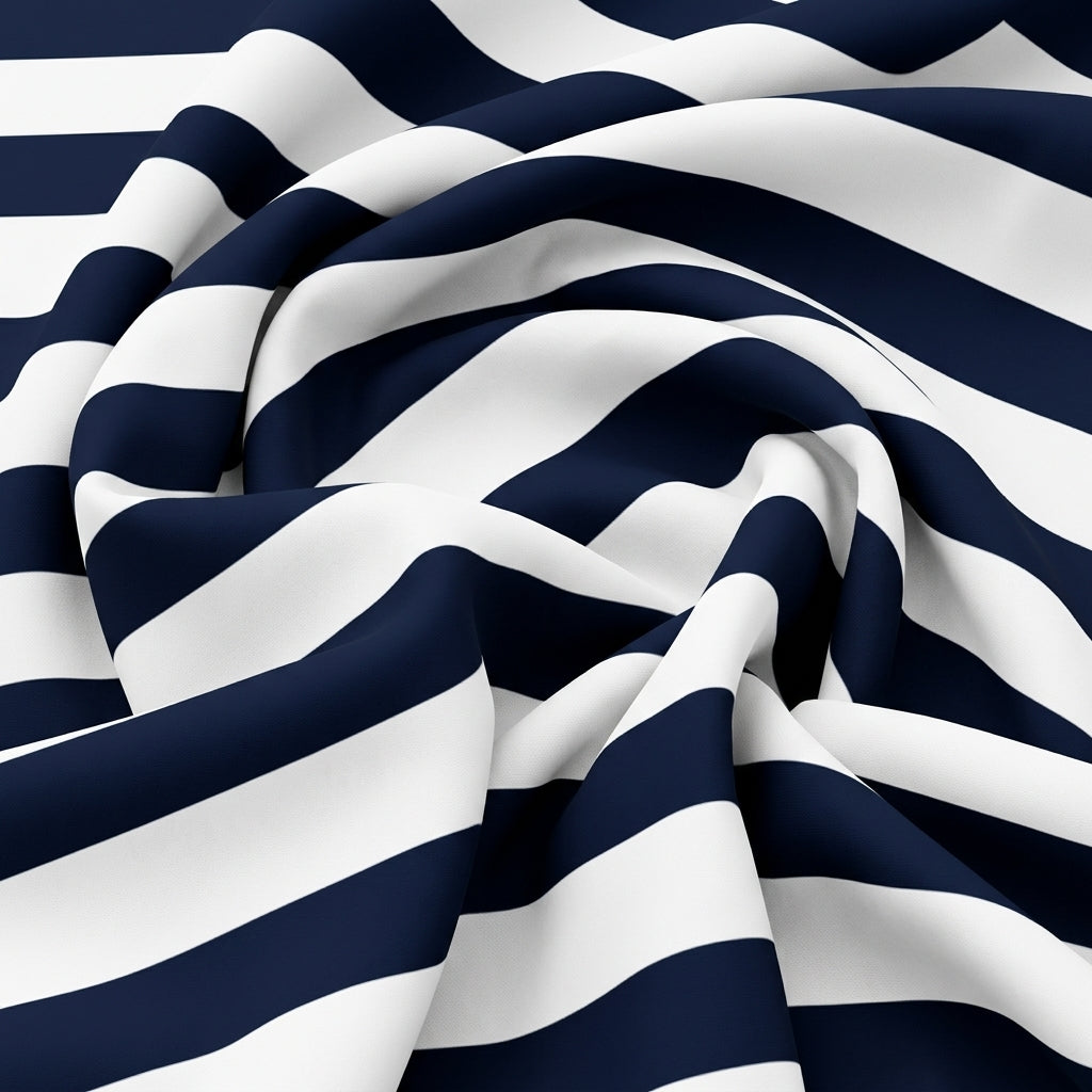 Swirled Stripes Off White Stripes Crepe Fabric
