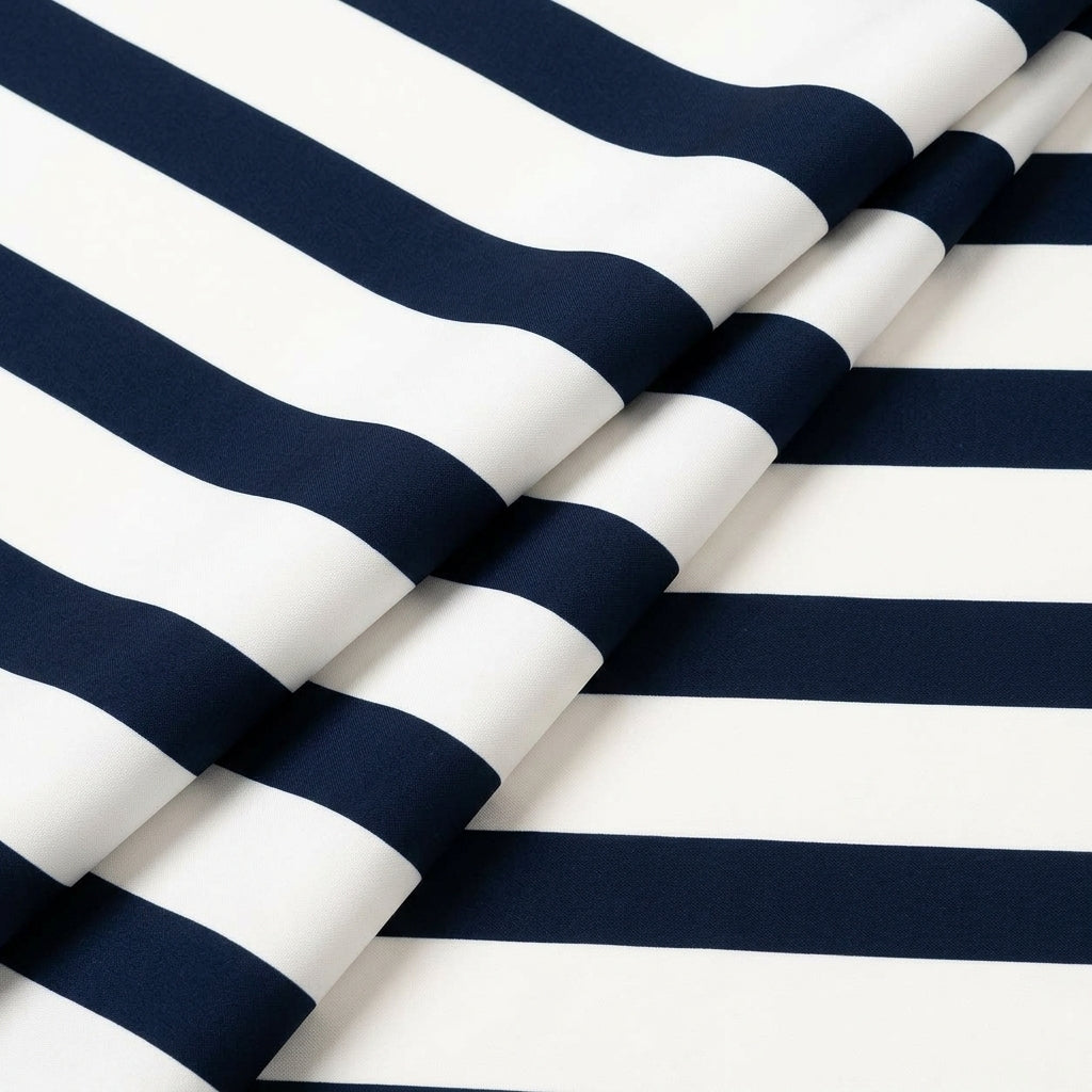 Folded Stripes Off White Stripes Crepe Fabric