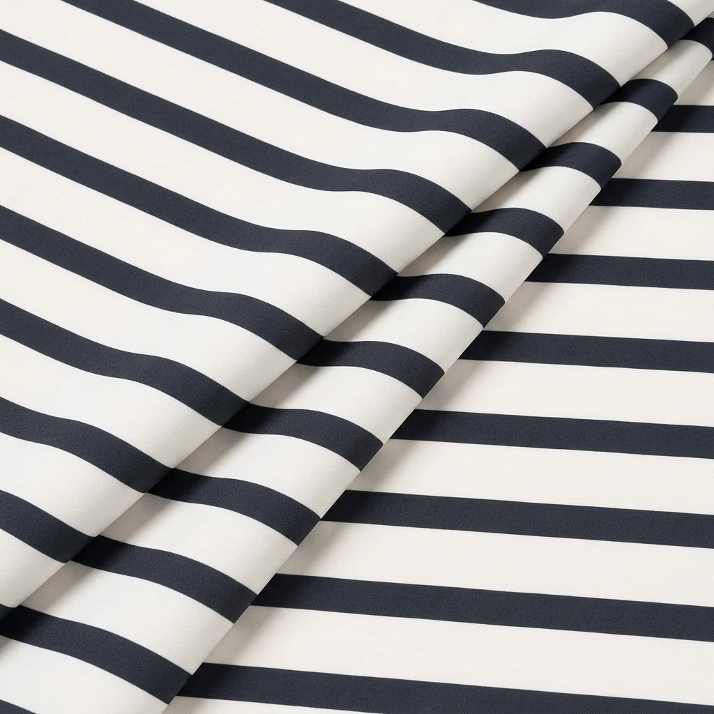 Folded Stripes Off White Stripes Crepe Fabric