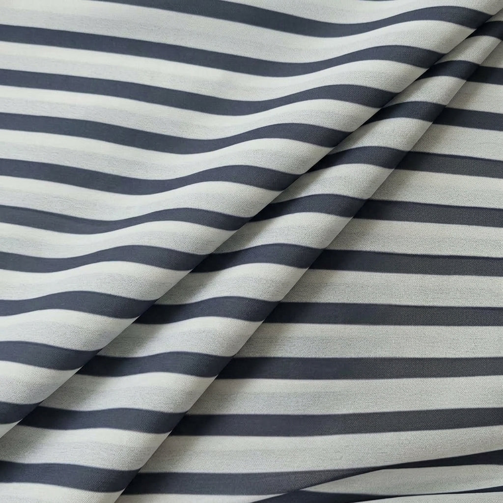Folded Stripes Off White Stripes Georgette Fabric