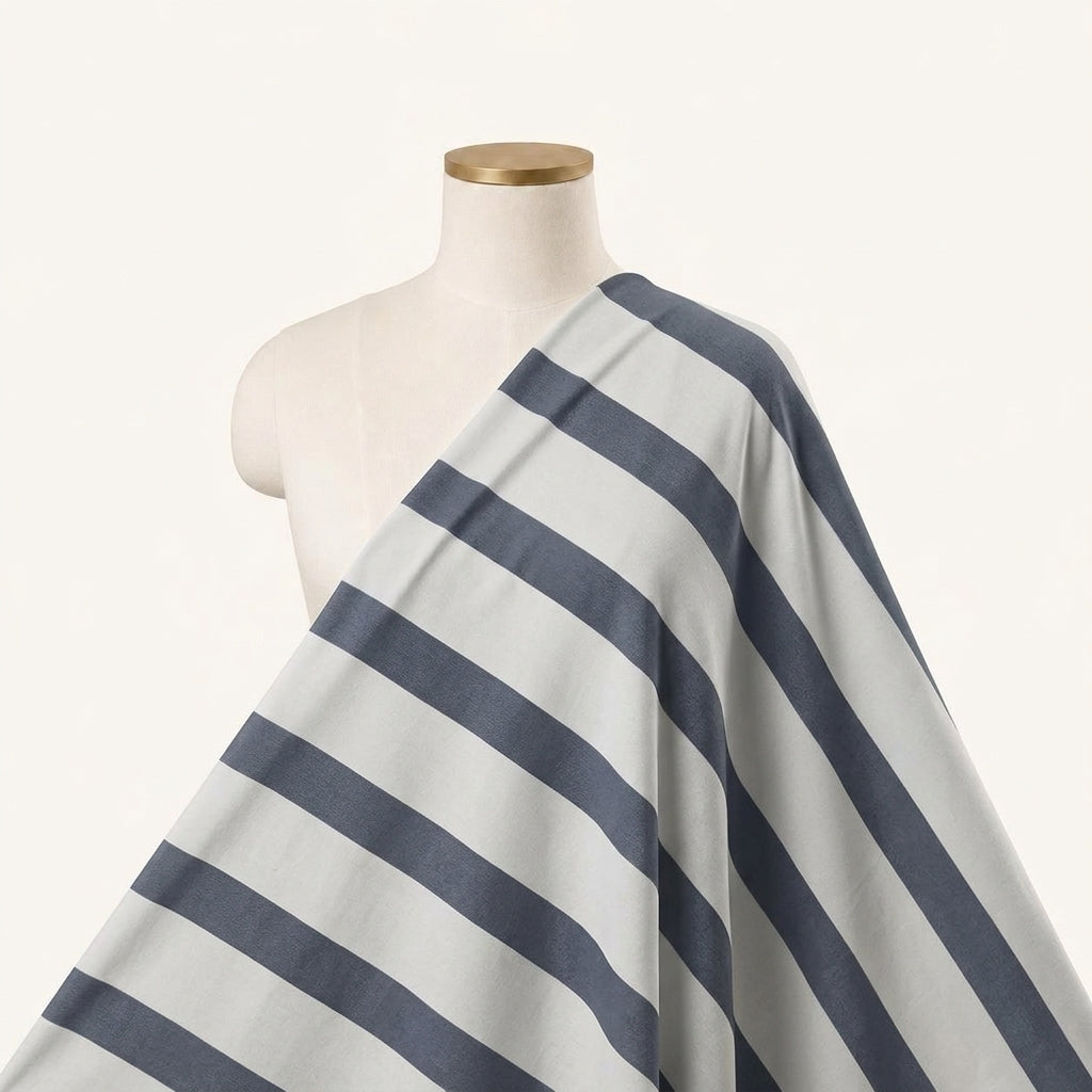 Stripes Off White Stripes Georgette Fabric Draped as a saree