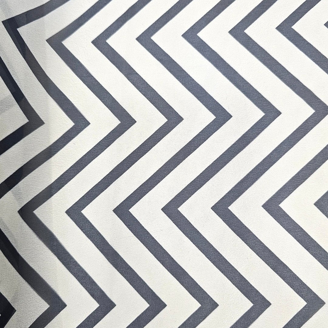 Off White Chevron Georgette Fabric - EA5087 - EA5087 - Flat fabric