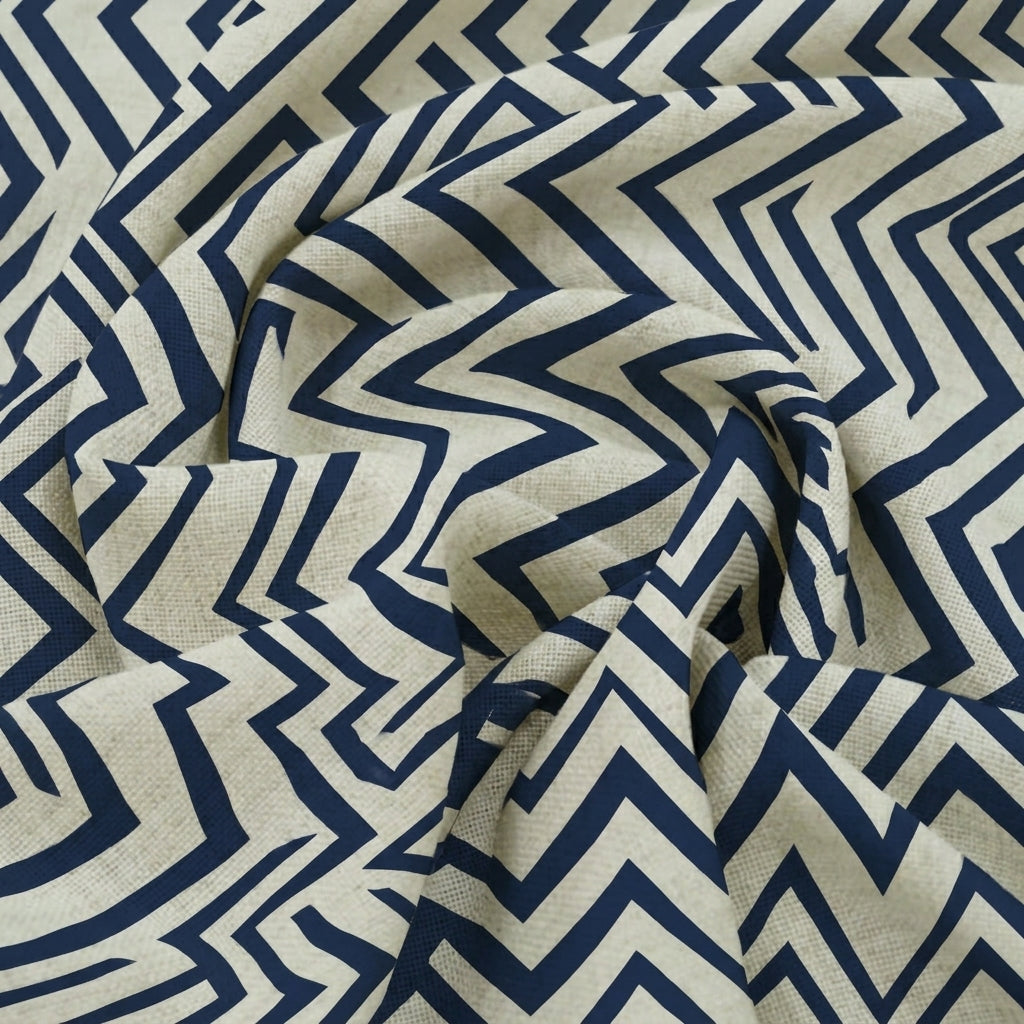 Swirled Chevron Off White Chevron Georgette Fabric