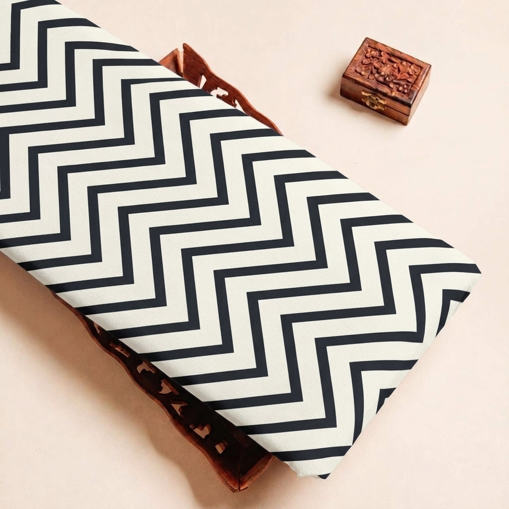 Off White Chevron Georgette Fabric - EA5087 - EA5087 - tray_3