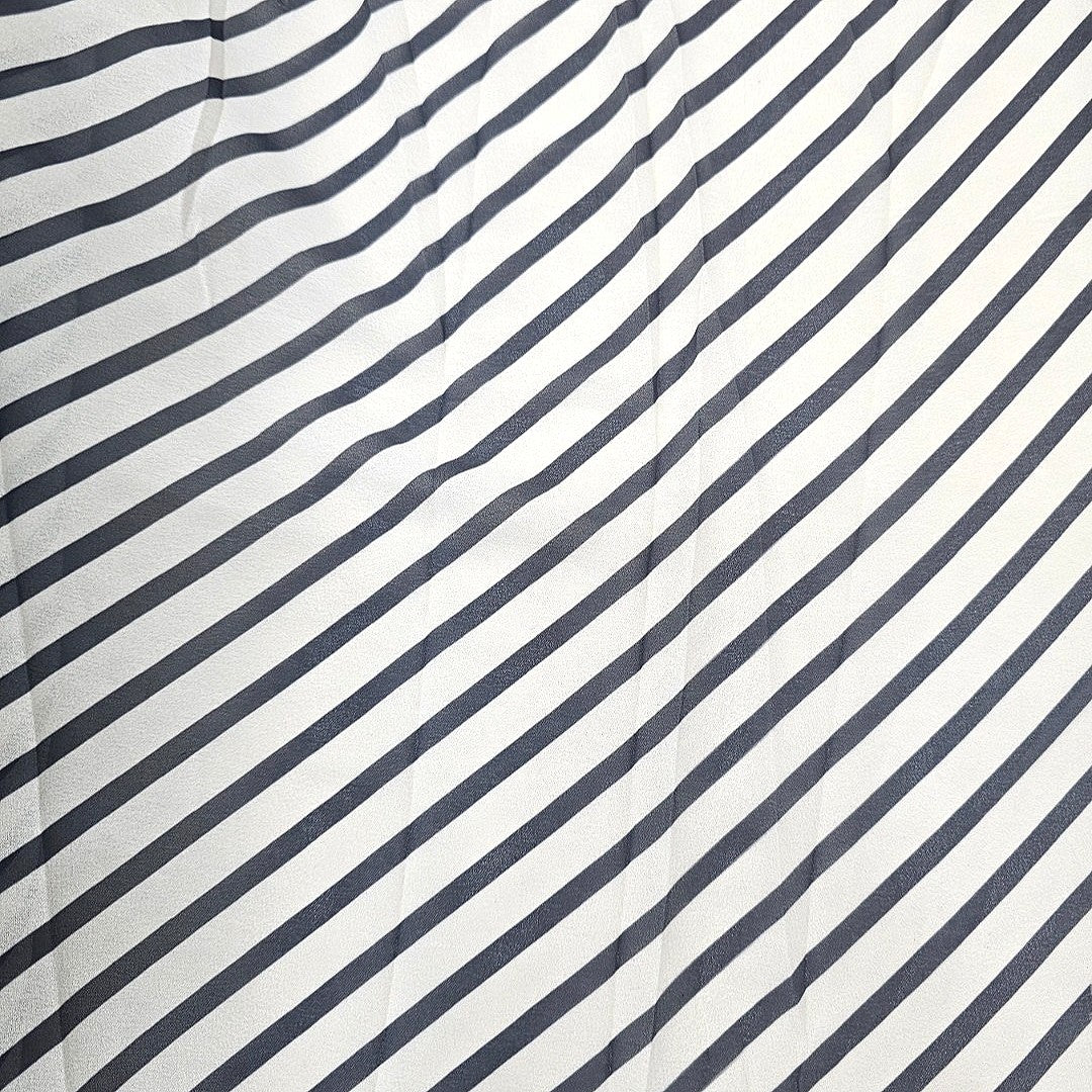 Off White Stripes Georgette Fabric - EA5088 - EA5088 - Flat fabric