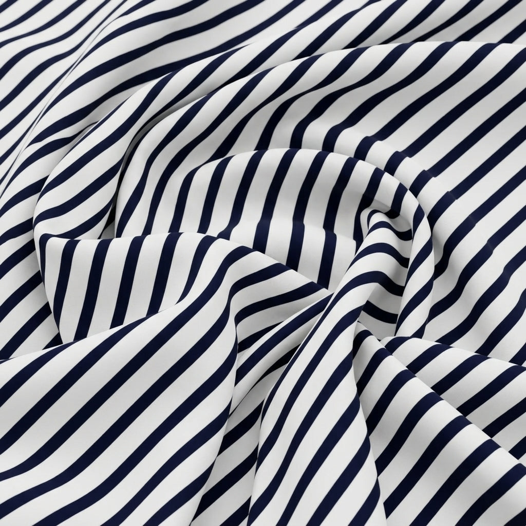 Swirled Stripes Off White Stripes Georgette Fabric