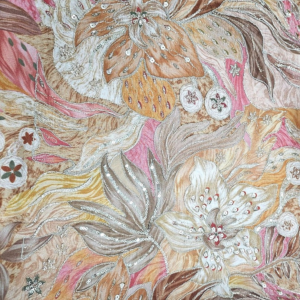 Embroidery Crepe Fabric - EA5090 - Flat fabric