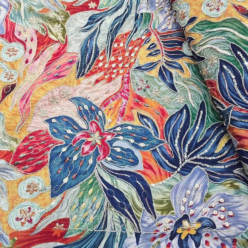 Embroidery Crepe Fabric - EA5093 - Flat fabric