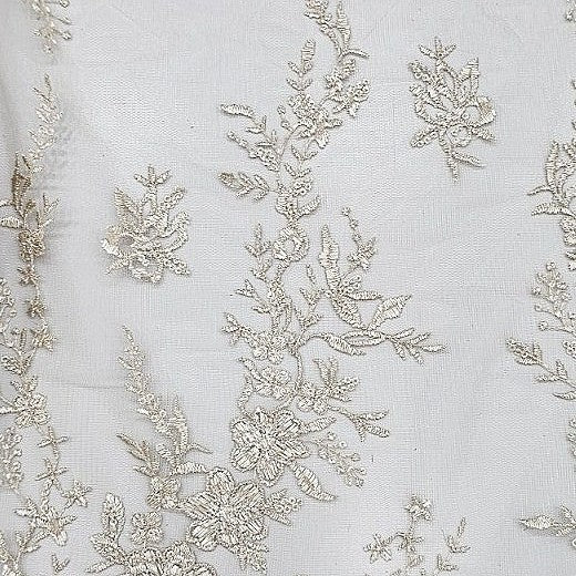 Beige Embroidery Net Fabric - EA5137 - EA5137 - Flat fabric