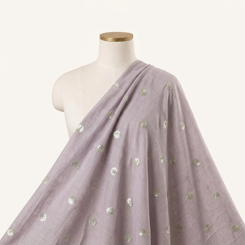 Embroidery Light Voilet Embroidery Chinnon Fabric Draped as a saree