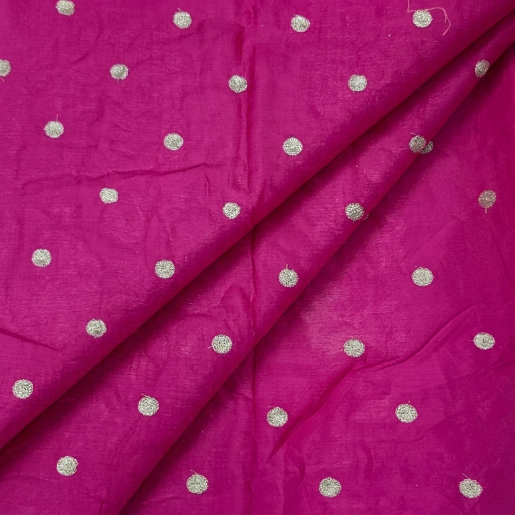 Folded Embroidery Deep Pink Embroidery Chinnon Fabric