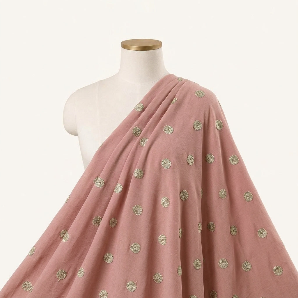 Embroidery Light Peach Embroidery Chinnon Fabric Draped as a saree