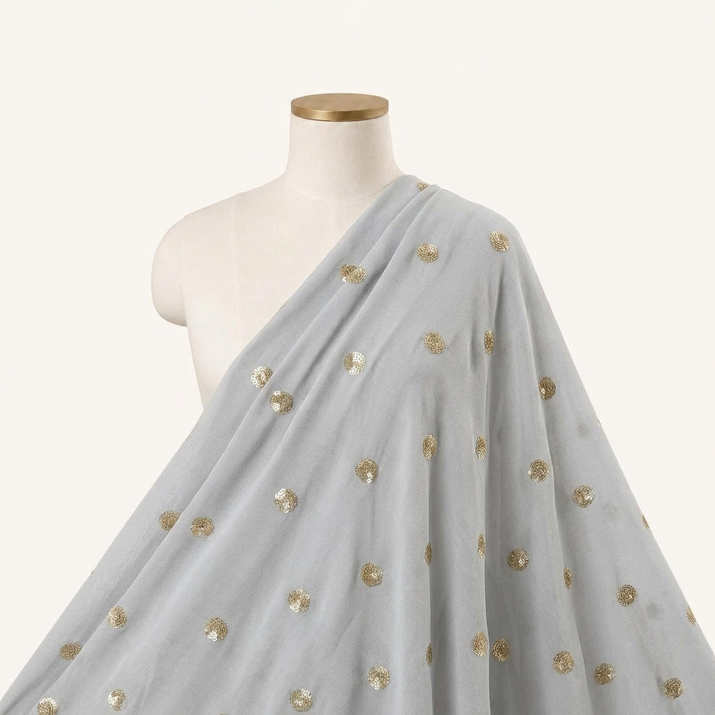 Embroidery Chinnon Fabric - EA5158 - saree_drape