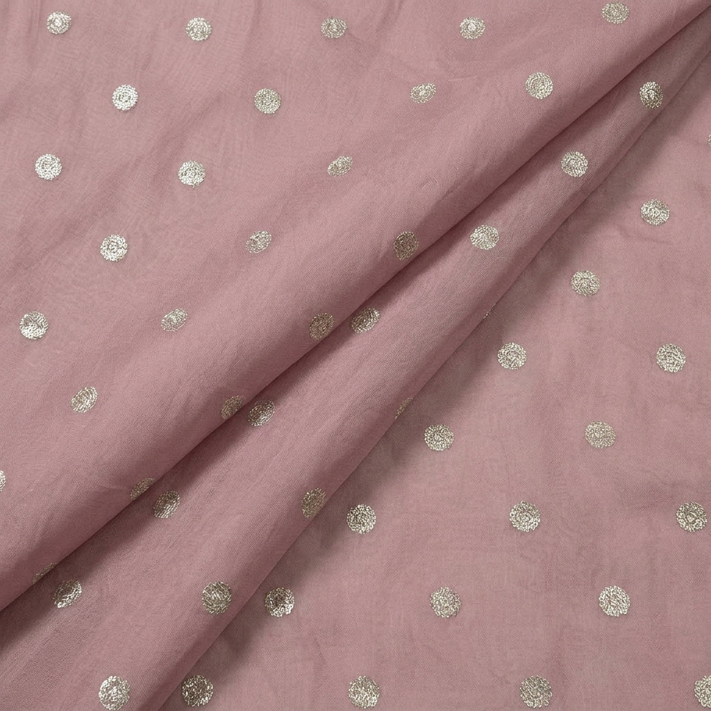 Folded Embroidery Light Pink Embroidery Chinnon Fabric