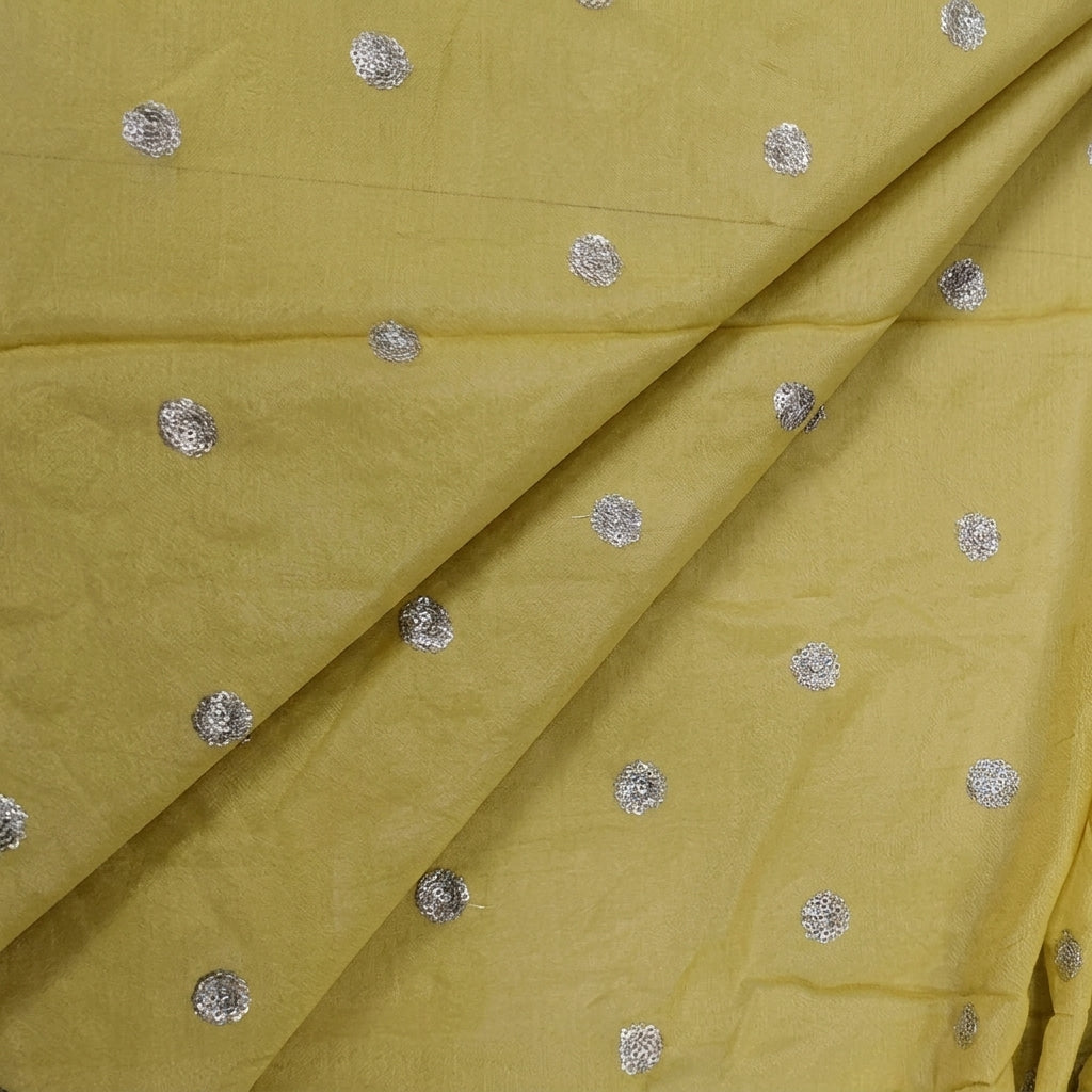 Folded Embroidery Yellow Embroidery Chinnon Fabric