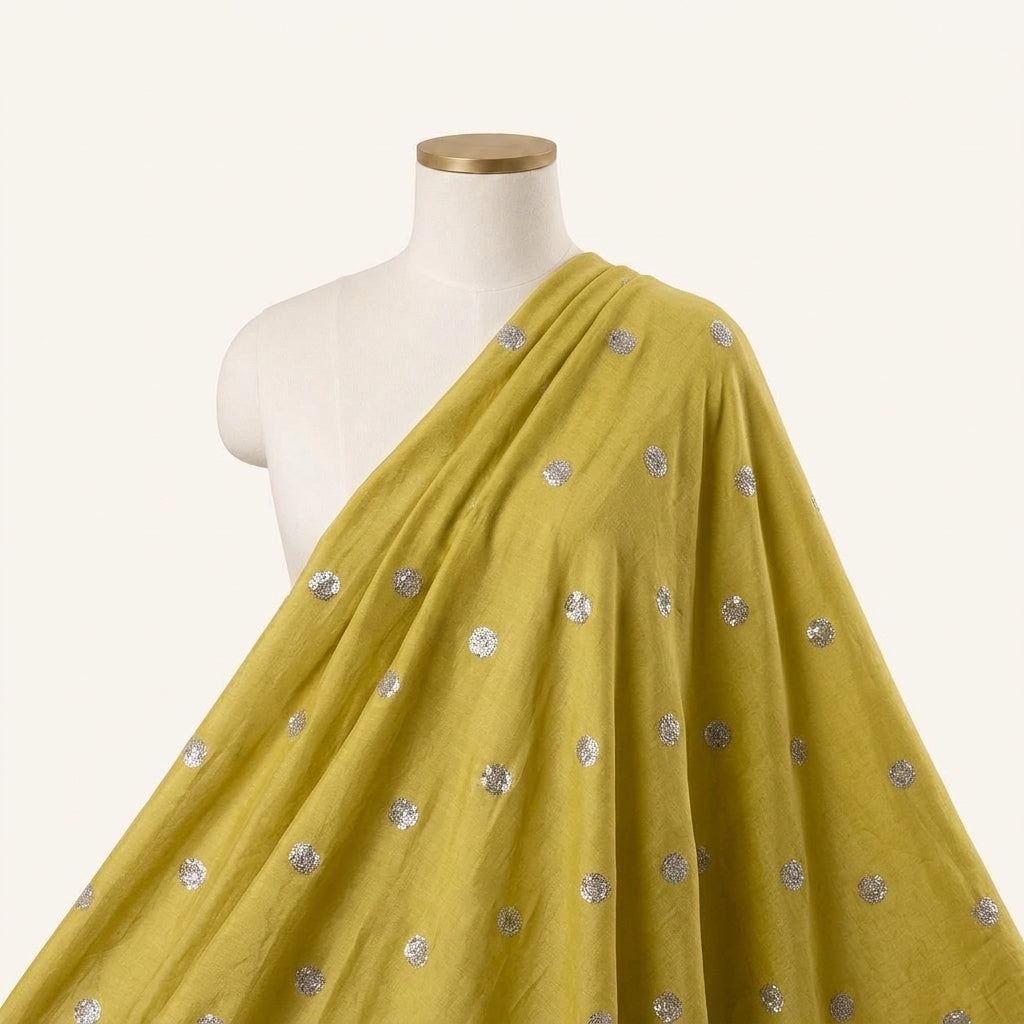 Embroidery Yellow Embroidery Chinnon Fabric Draped as a saree