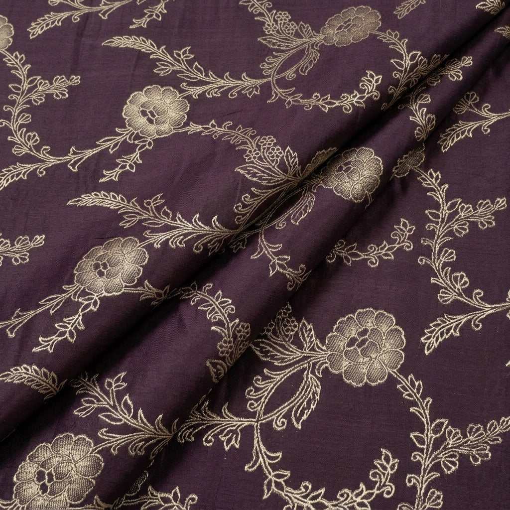 Folded Floral Brown Floral Viscose Organza Fabric