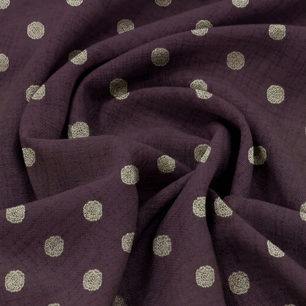 Swirled Floral Brown Floral Viscose Organza Fabric