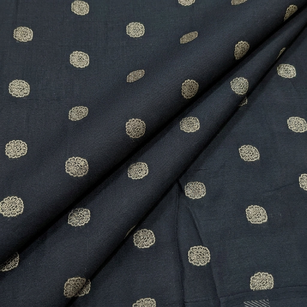 Folded Floral Black Floral Viscose Organza Fabric