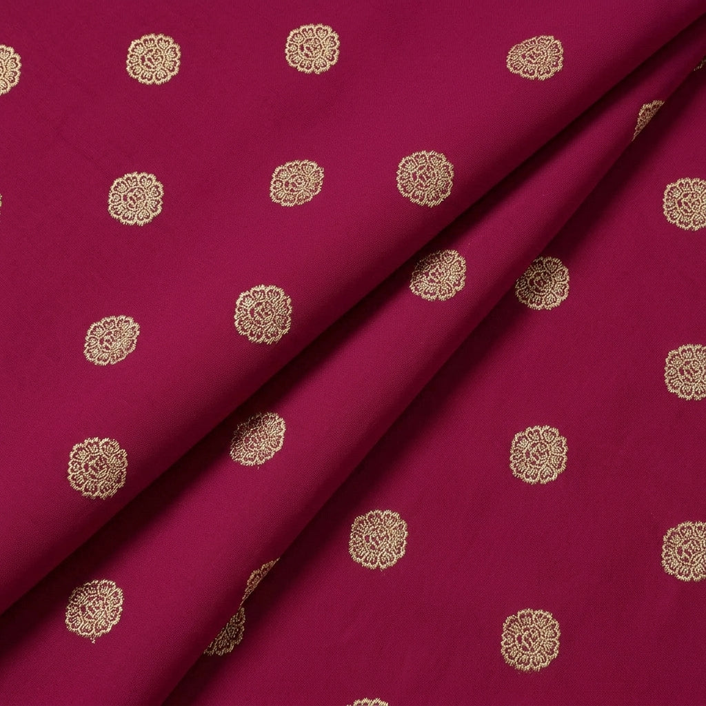 Folded Floral Maroon Floral Viscose Organza Fabric