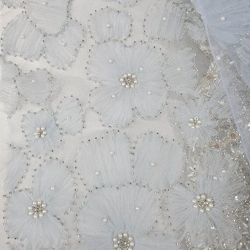 Floral Embroidery Net Fabric - EA5186 - Flat fabric