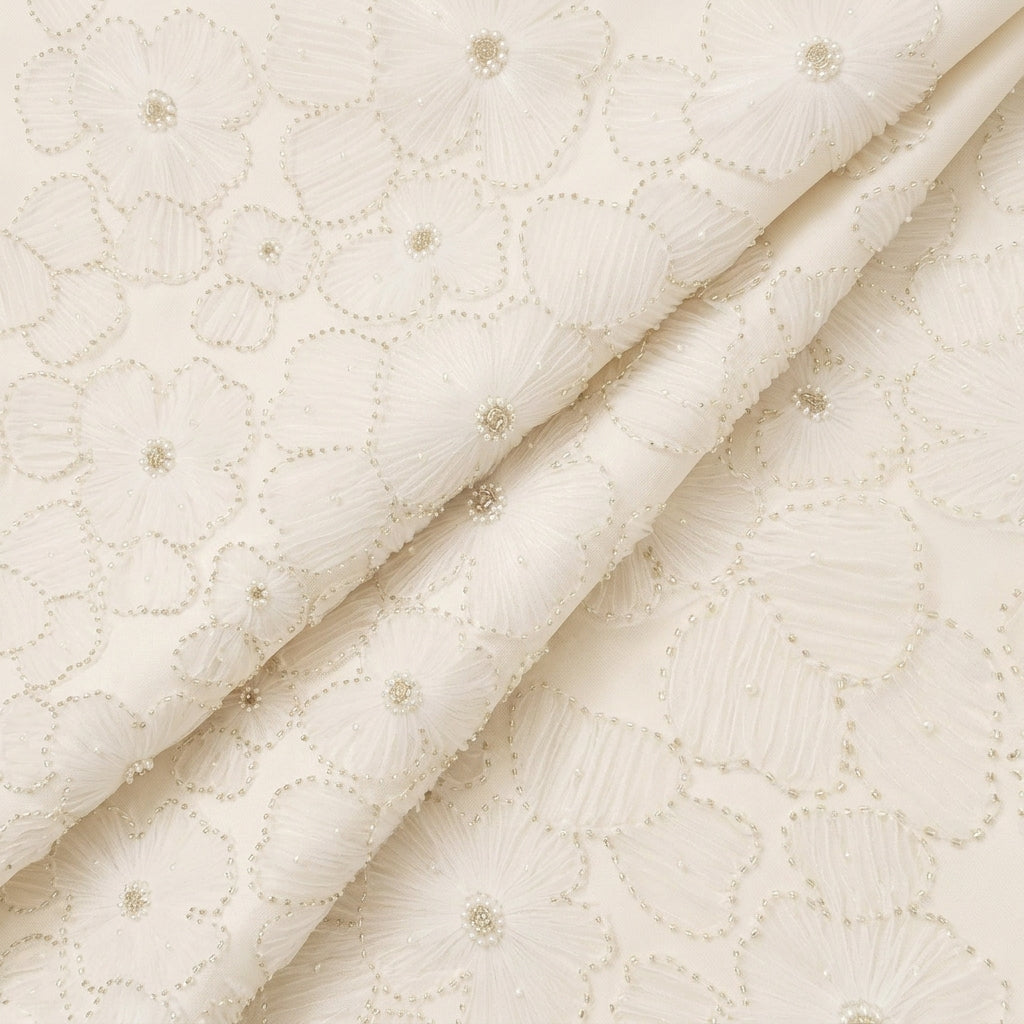 Floral Embroidery Net Fabric - EA5187 - folds