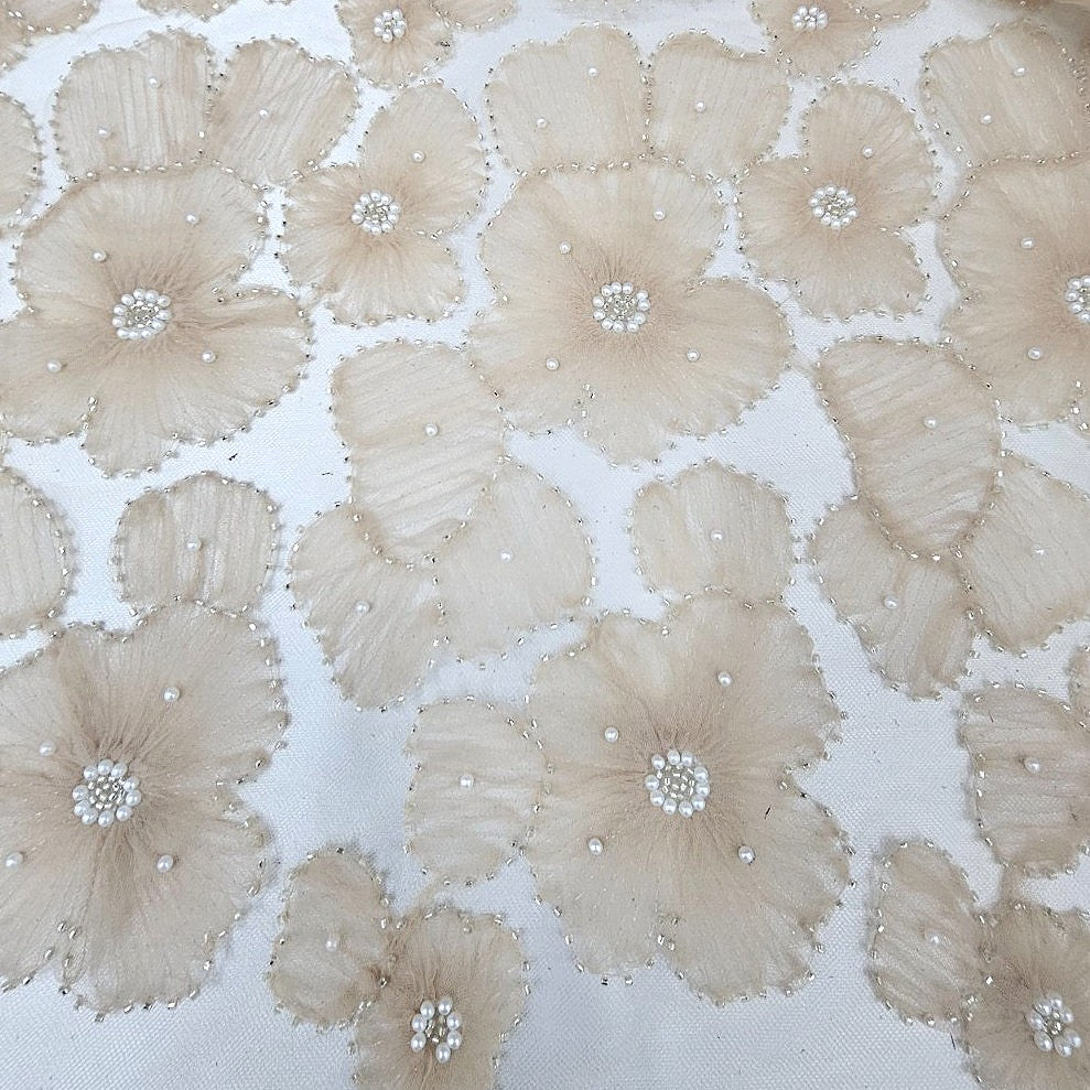 Floral Embroidery Net Fabric - EA5188 - Flat fabric