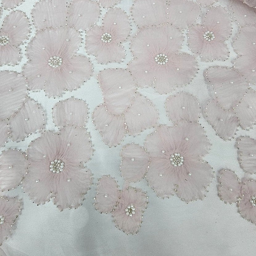 Floral Embroidery Net Fabric - EA5189 - Flat fabric