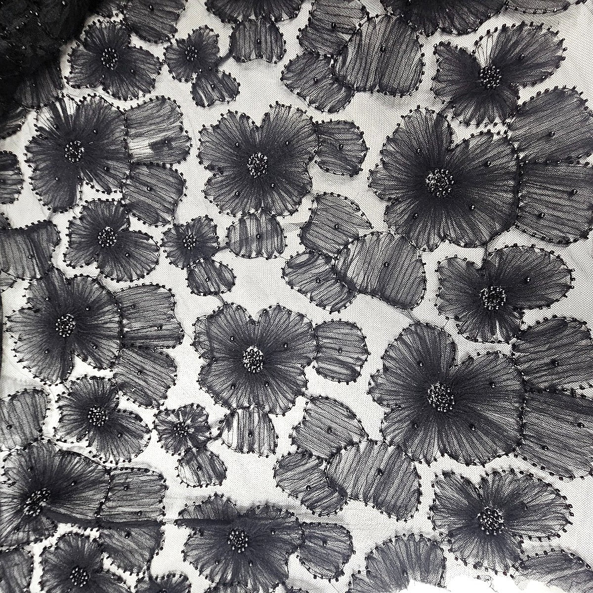 Floral Embroidery Net Fabric - EA5192 - Flat fabric