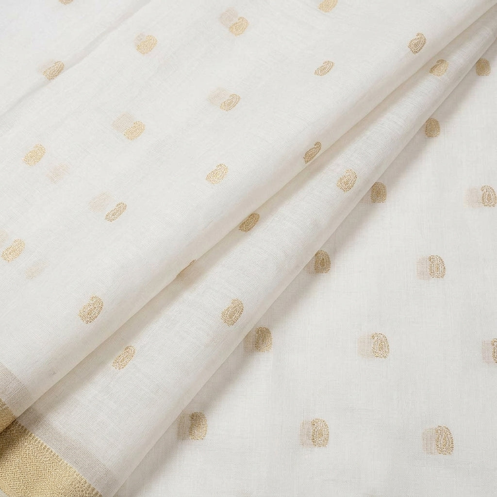 Folded Zari Beige Zari Chanderi Fabric