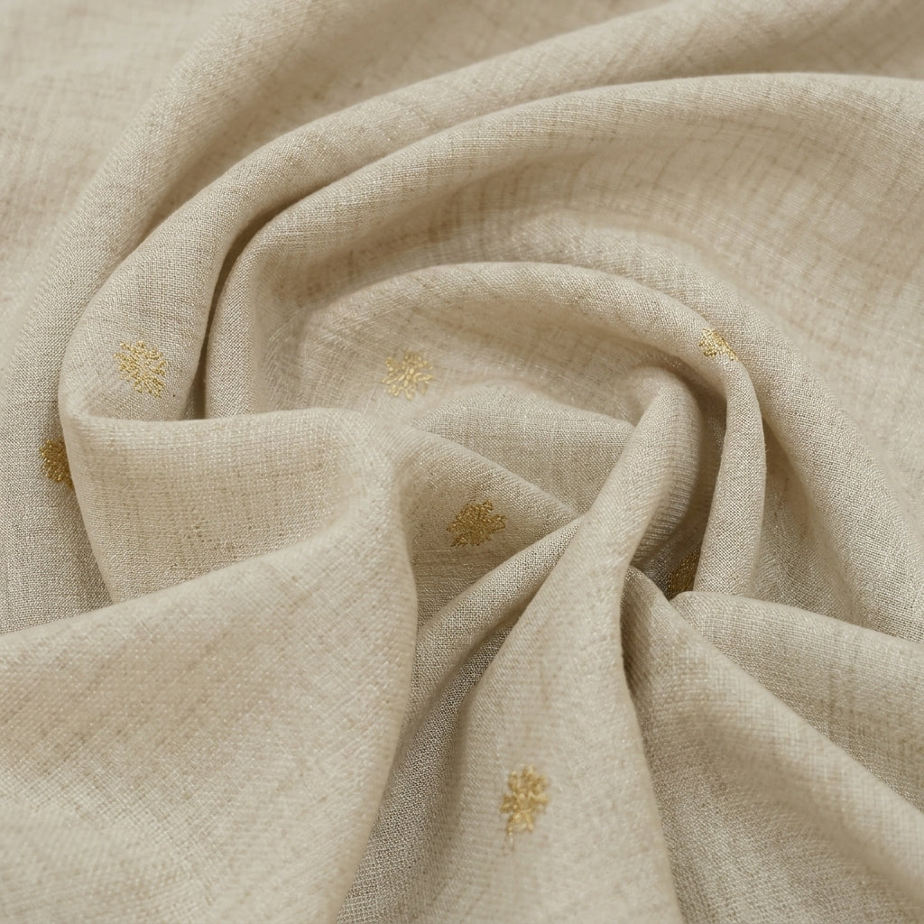Beige Zari Chanderi Fabric - EA5197 - EA5197 - Swirl