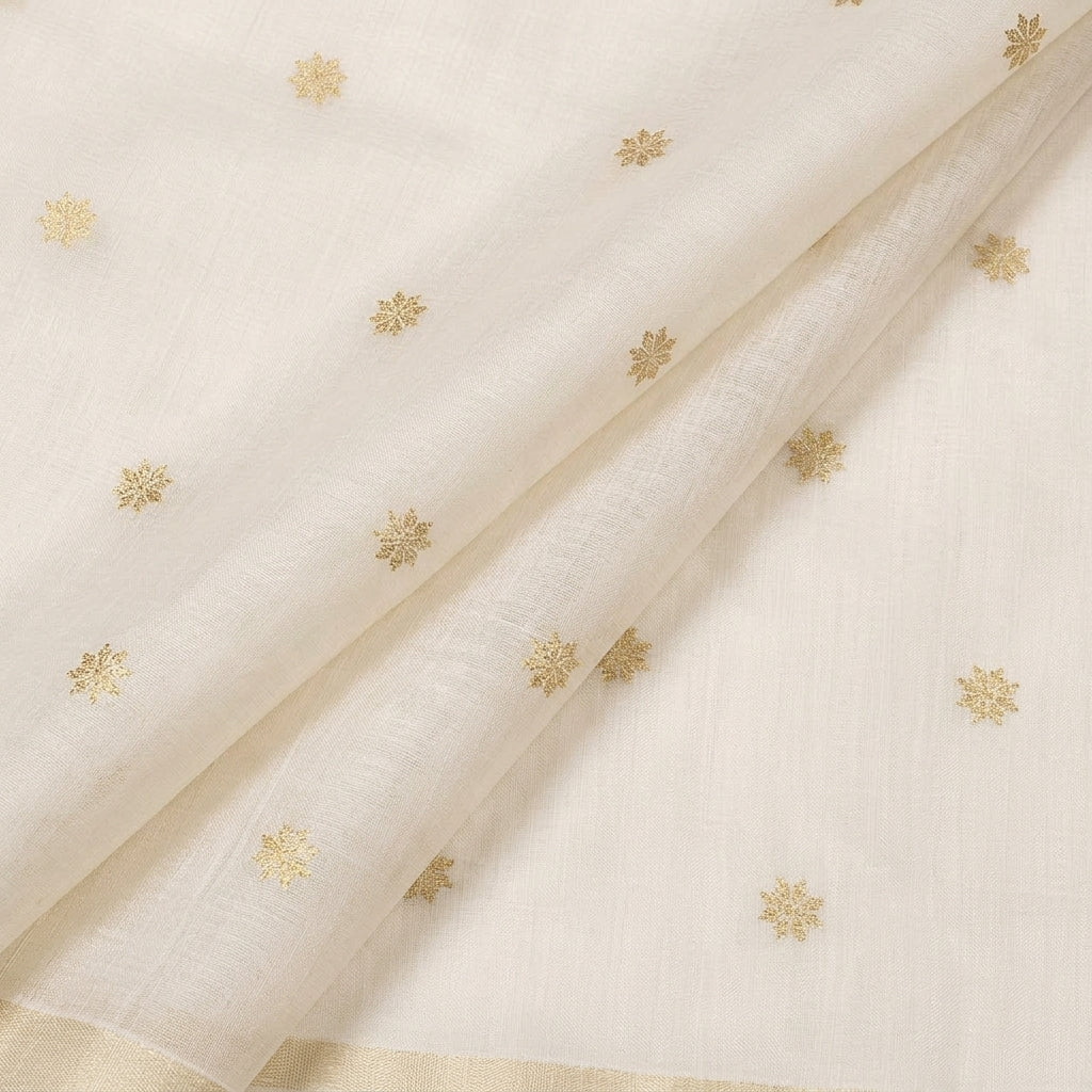 Beige Zari Chanderi Fabric - EA5197 - EA5197 - folds