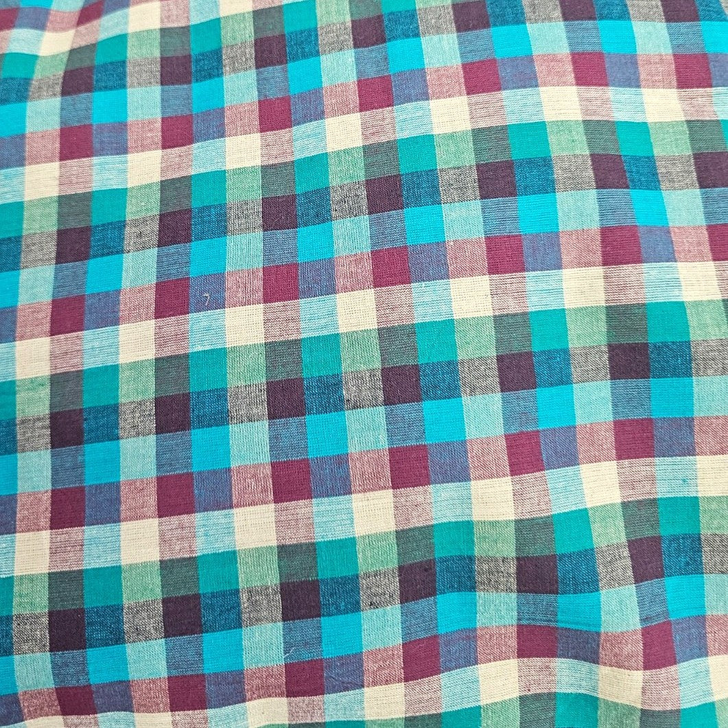 Green Checked Cotton Fabric - EA5215 - EA5215 - Flat fabric