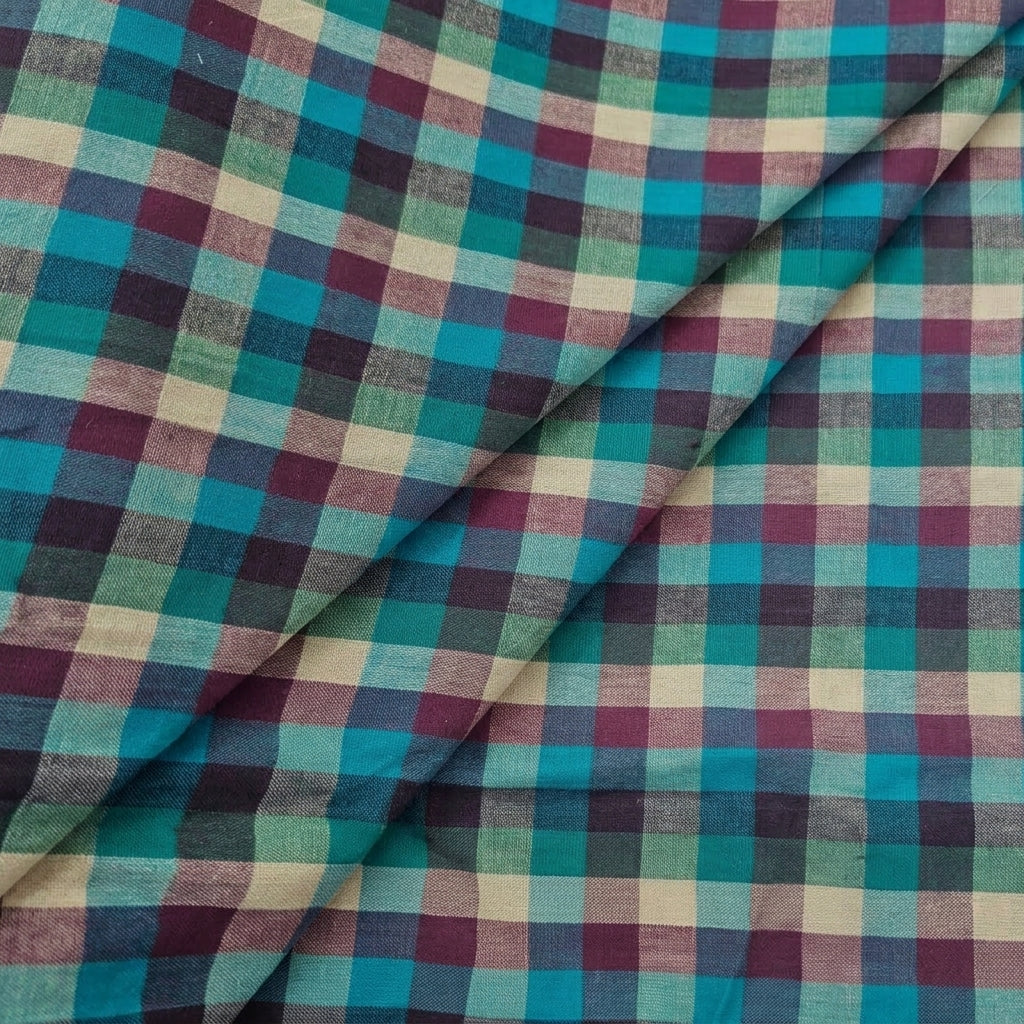 Folded Checked Multicolor Checked Cotton Fabric