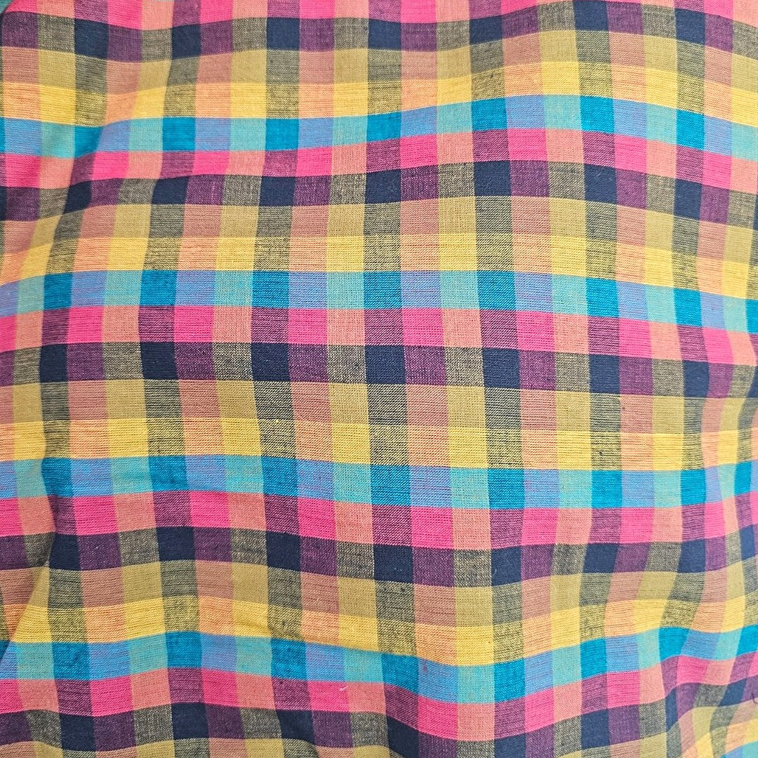 Multicolor Checked Cotton Fabric - EA5219 - EA5219 - Flat fabric