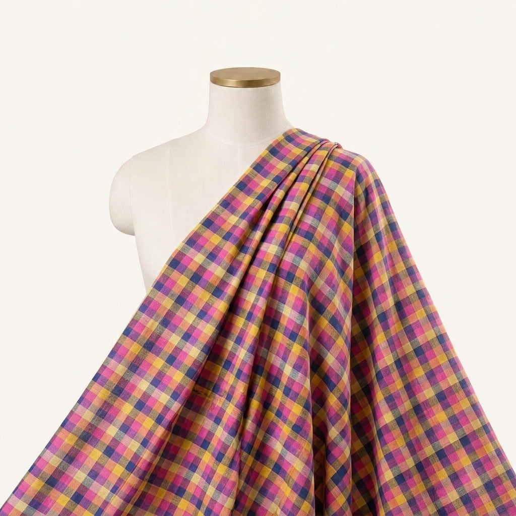 Multicolor Multicolor Multicolor Cotton Fabric Draped as a saree
