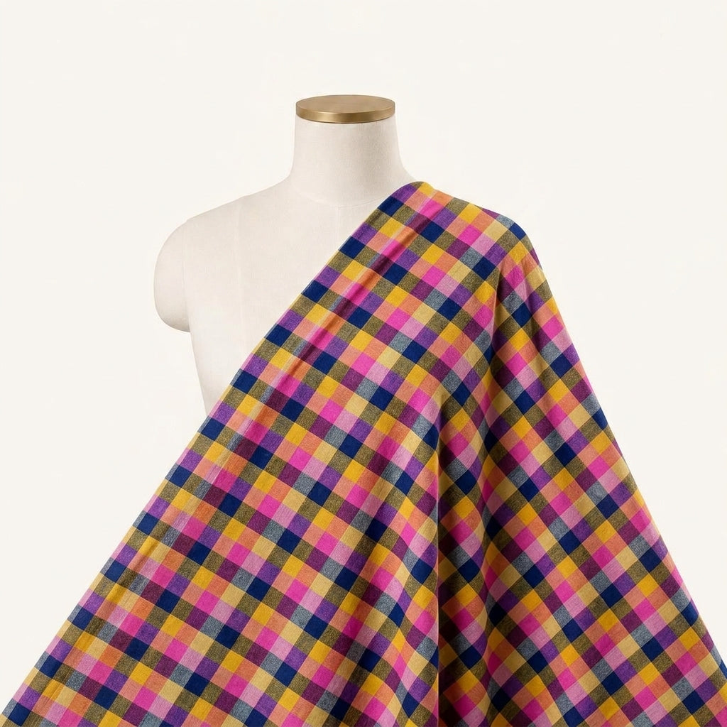 Multicolor Multicolor Multicolor Cotton Fabric Draped as a saree